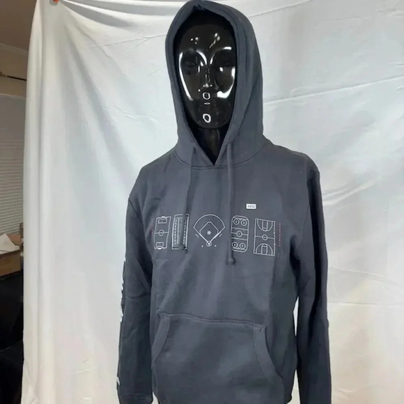 NEW Mitchell & Ness Essentials Sports Print Hoodie Swetashirt Pullover Black M - Picture 5 of 8